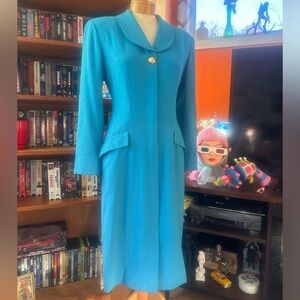 vtg blue Liz Claiborne rounded collar dress / suit jacket size 10 SM M